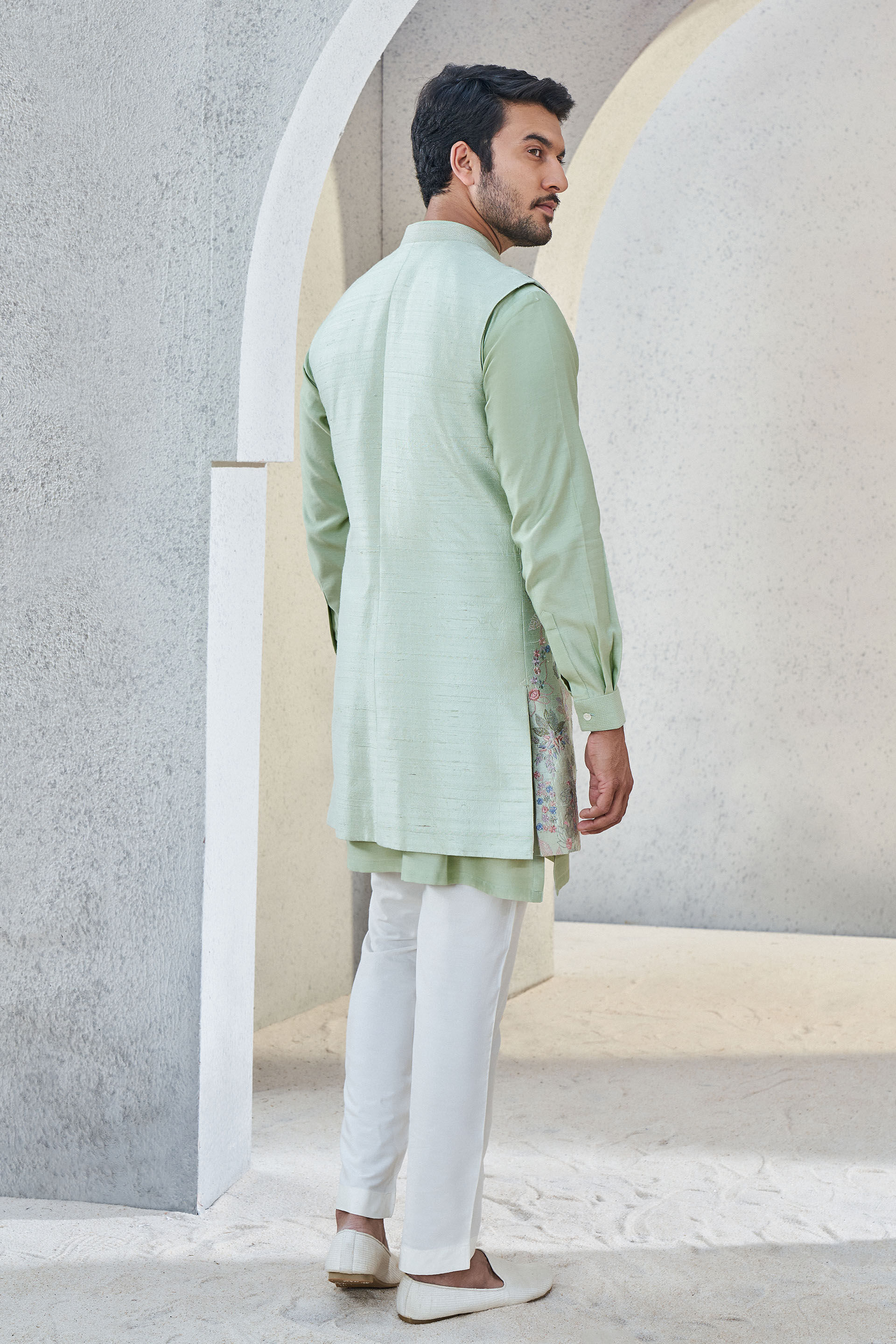 Dhruvam Nehru Jacket - Sage Green, Sage Green, image 3